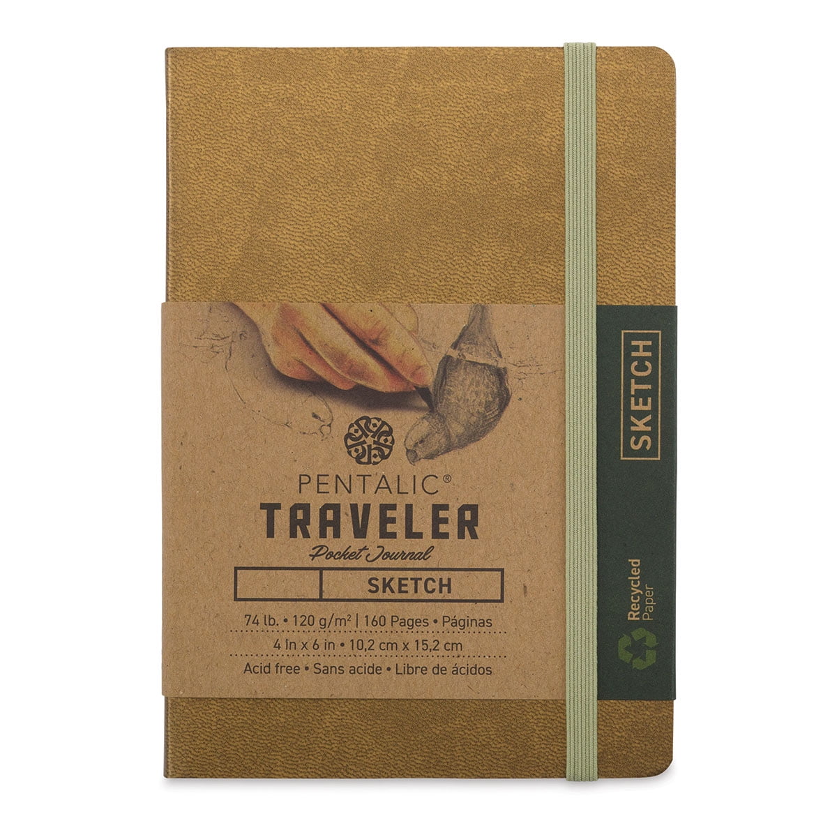 Pentalic Recycled Traveler's Sketchbook - 5-7/8'' x 4-1/8'', Black