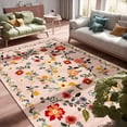 thumbnail image 1 of Pentantan 9'x12' Floral Area Rugs, Machine Washable Rug for Living Room- Soft Indoor Carpet, Low Pile for Bedroom, Dining Room, Playroom, Office, Light Pink, 1 of 7