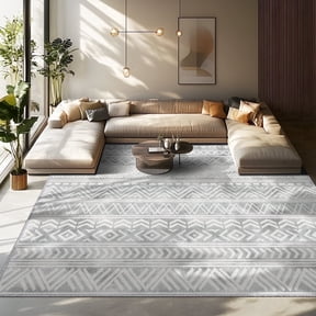 Pentantan Area Rugs 2'x3', Machine Washable Neutral Geometric Living Room Rug, Soft Moroccan Indoor Carpet for Bedroom, Gray