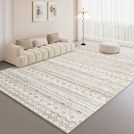 Pentantan Area Rugs 8'x10', Machine Washable Living Room Rug, Soft Moroccan Indoor Carpet for Bedroom, Non Slip, Brown