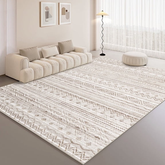 Pentantan Area Rugs 9'x12', Machine Washable Living Room Rug, Soft Moroccan Indoor Carpet for Bedroom, Brown