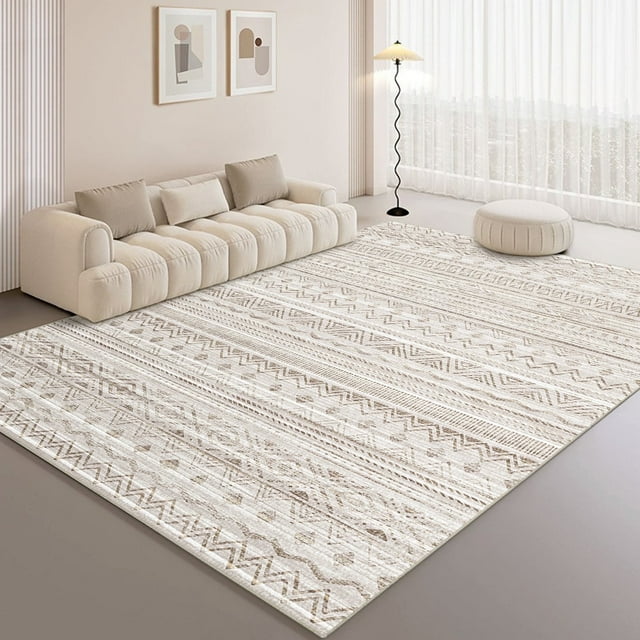 Pentantan Area Rugs 9'x12', Machine Washable Living Room Rug, Soft Moroccan Indoor Carpet for Bedroom, Brown