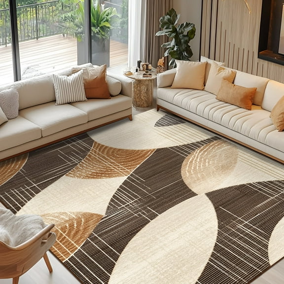 Pentantan 6'x9' Area Rugs, Machine Washable Rug for Living Room- Modern Soft Indoor Carpet, Low Pile for Bedroom, Dining Room, Playroom, Office, Brown
