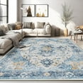 thumbnail image 1 of Pentantan Area Rugs for Living Room, Boho 9'x12' Washable Bedroom Rug, Non Slip Indoor Carpet, Blue, 1 of 8