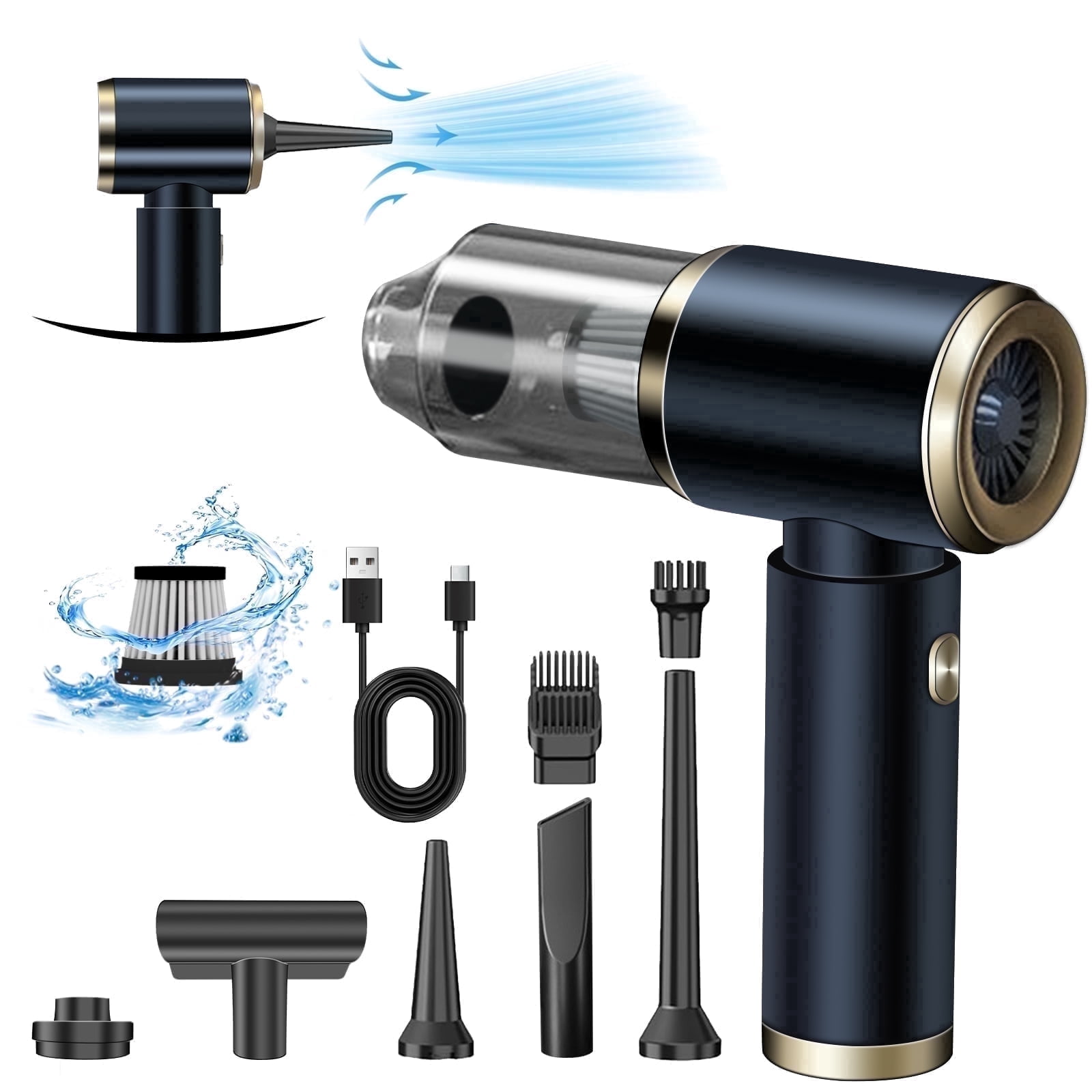 Pentantan Car Vacuum Cleaner, 12000PA Powerful Sutions Cordless Handheld Vacuum, 2 Speeds Lightweight Mini Vacuum Blow & Suction for Car, Keyboard, Black