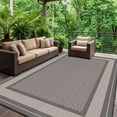 thumbnail image 1 of Pentantan Outdoor Rug 6'x9' Waterproof Reversible Portable Plastic Outside Mat for Patios, Geometric Lightweight Straw Rugs for RV Camping Garden, Dark Grey and Beige, 1 of 7