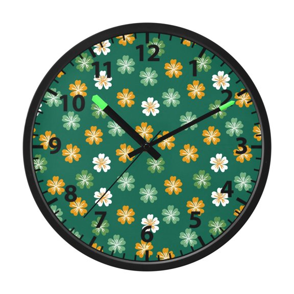 Pentapetalous Flower Pattern Wall Clock 12 Inch Voice Activated Night Light Silent Non Ticking