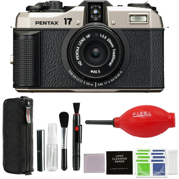 Pentax 17 Dark Silver 35mm Film Camera with Advance Accessories and Travel Bundle | 18928-RIM | Pentax 17 35mm