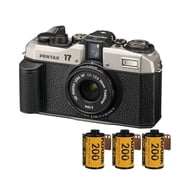Pentax 17 F3.5 Half-Frame Camera Dark Silver with Gold 200 Film Bundle