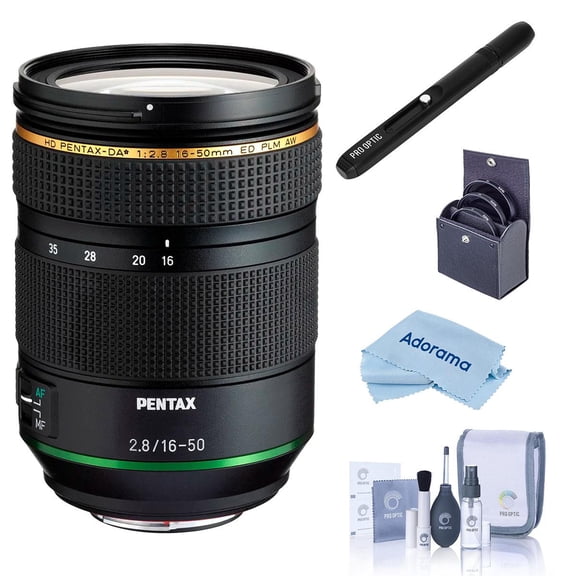 Pentax HD Pentax-DA 16-50mm f/2.8 ED PLM AW Lens, Bundle with 77mm Filter Kit, Cleaning Kit, Cleaning Cloth, Lens Cleaner