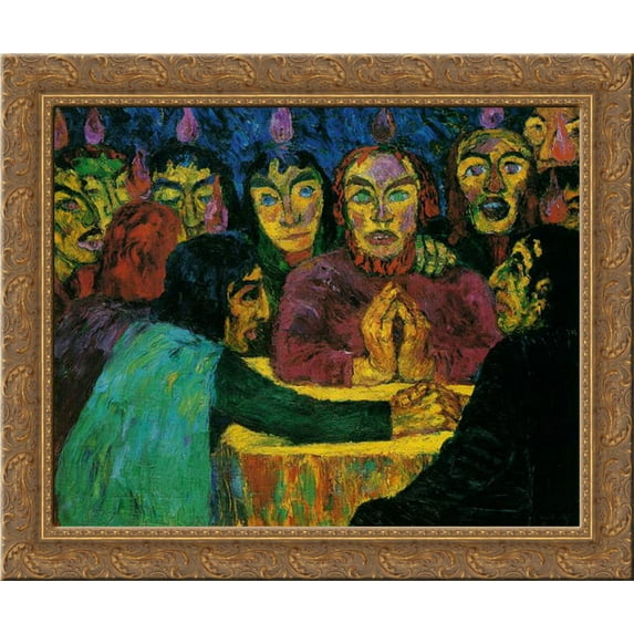 Pentecast 24x20 Gold Ornate Wood Framed Canvas Art by Nolde, Emil