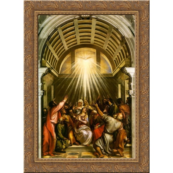 Pentecost 19x24 Gold Ornate Wood Framed Canvas Art by Titian