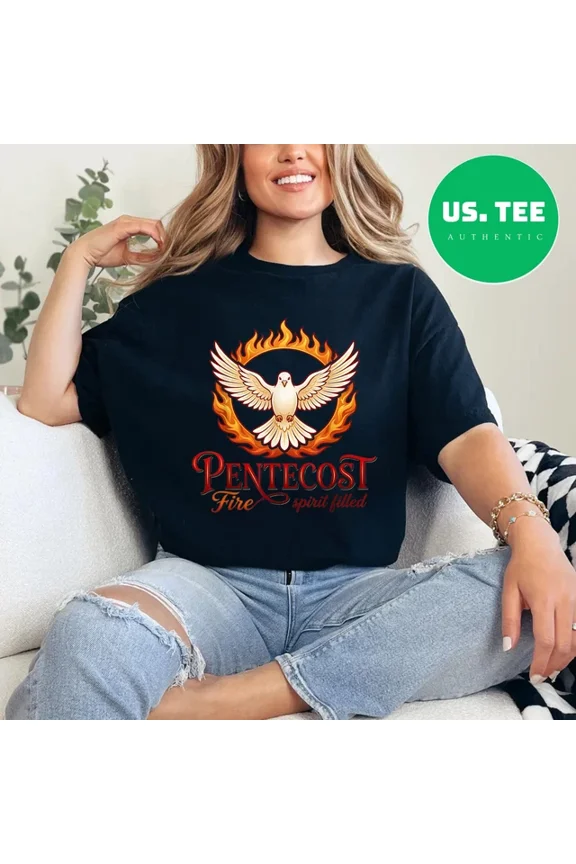 Pentecost Fire Spirit Theme Filled Christian Faith Worship T-Shirt