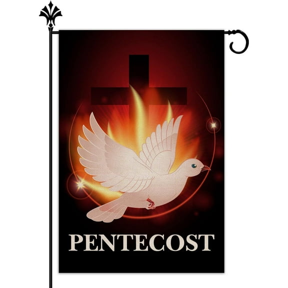 Pentecost Garden Flag Come Holy Spirit Christian Dove Jute Farmhouse Home Front Yard Sign Outdoor Decoration