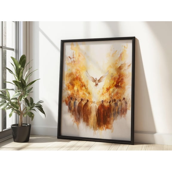 Pentecost Holy Spirit Art: Christian Home Blessing Warm Present Vintage UNFRAMED Poster Size 16x24