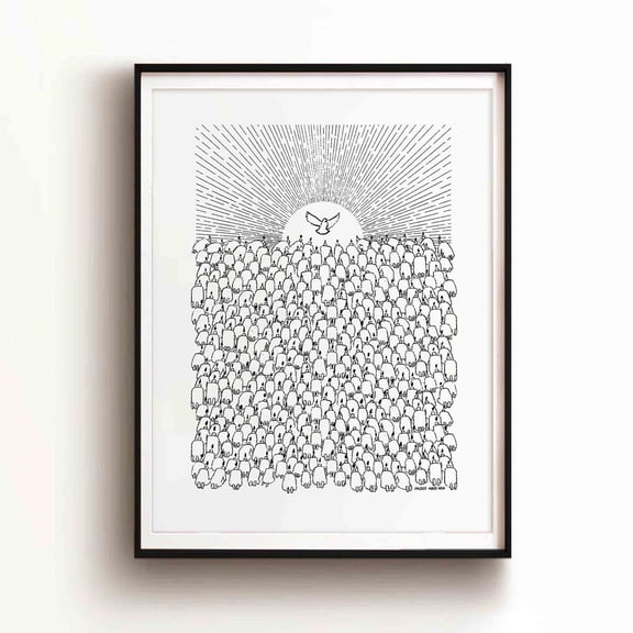 Pentecost Holy Spirit Poster, Unframed Paper Poster 8x10in