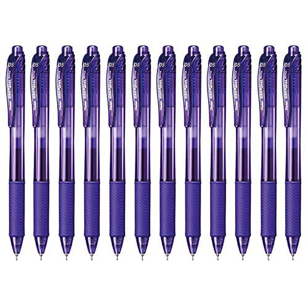  Pentel 0.5mm EnerGel-X Retractable Liquid Gel Pen with Needle  Tip and Violet Ink, Box of 12 (BLN105-V) : Office Products