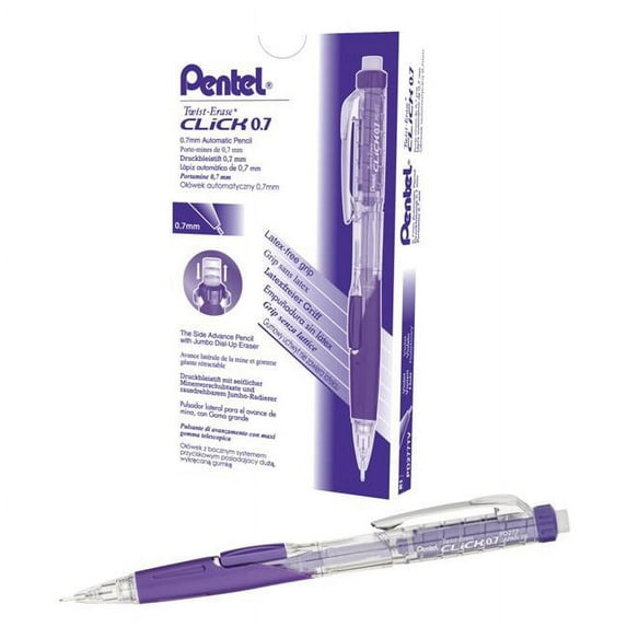 Pentel 2003563 0.7 mm Twist-Erase Click Mechanical Pencil, Violet Grip - Pack of 12