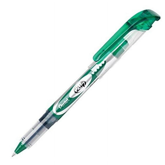 Pentel 7mm Metal Tip Non Refillable Rollerball Pen, Green Ink/Barrel (BLD97-D)