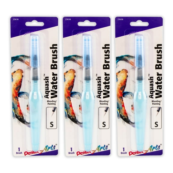 Pentel Arts Aquash Water Brush, Fine Point, Small, Peggable Carded, Pack of 3