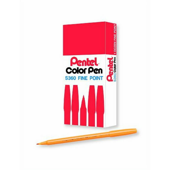 Pentel Arts Color Pen, Ochre, Box of 12 (S360-113)