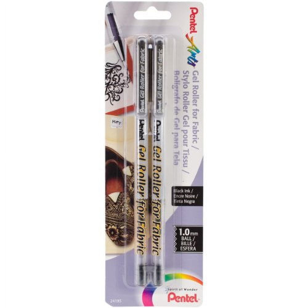 Pentel Gel Roller Fabric Pen - Permanent, Washable, Smudge-Free Ink For Crafts & Labels (1.0mm, Black)