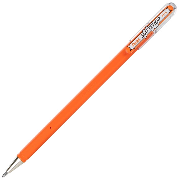 Pentel Arts Hybrid MATTEHOP Gel Roller, 1.0mm, Matte Orange Ink, Pack of 12