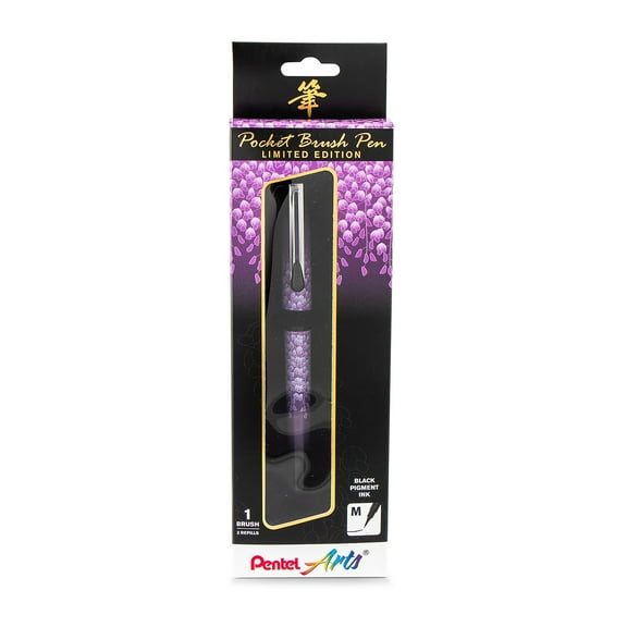 Pentel Arts Limited Edition Refillable Pocket Brush Pen Wisteria Wrap (PTAGFKP3J1BPA)