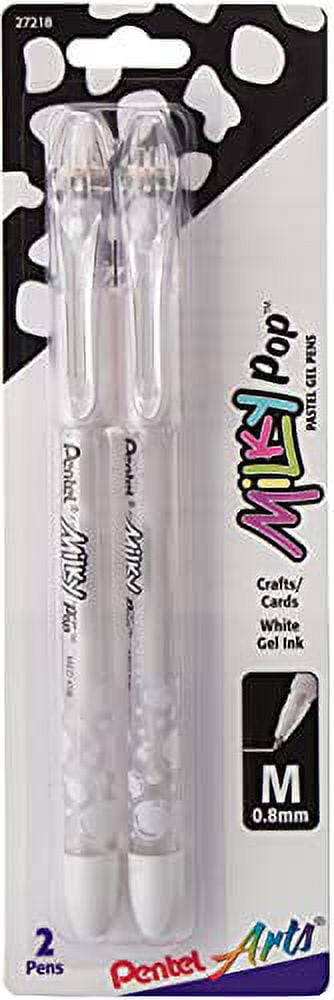 Pentel Milky Pop Pastel Gel Pen, (0.8mm) Medium, White Ink 8 Pack