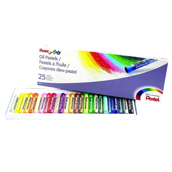 Pentel Arts Oil Pastel Set, 5/16 x 2-7/16 Inch, Assorted Colors, Set of 25