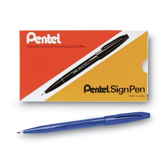 Pentel Arts S520-C Sign Pen Extra-Fine Bullet Tip Fine Point Color Marker - Blue (1-Dozen)