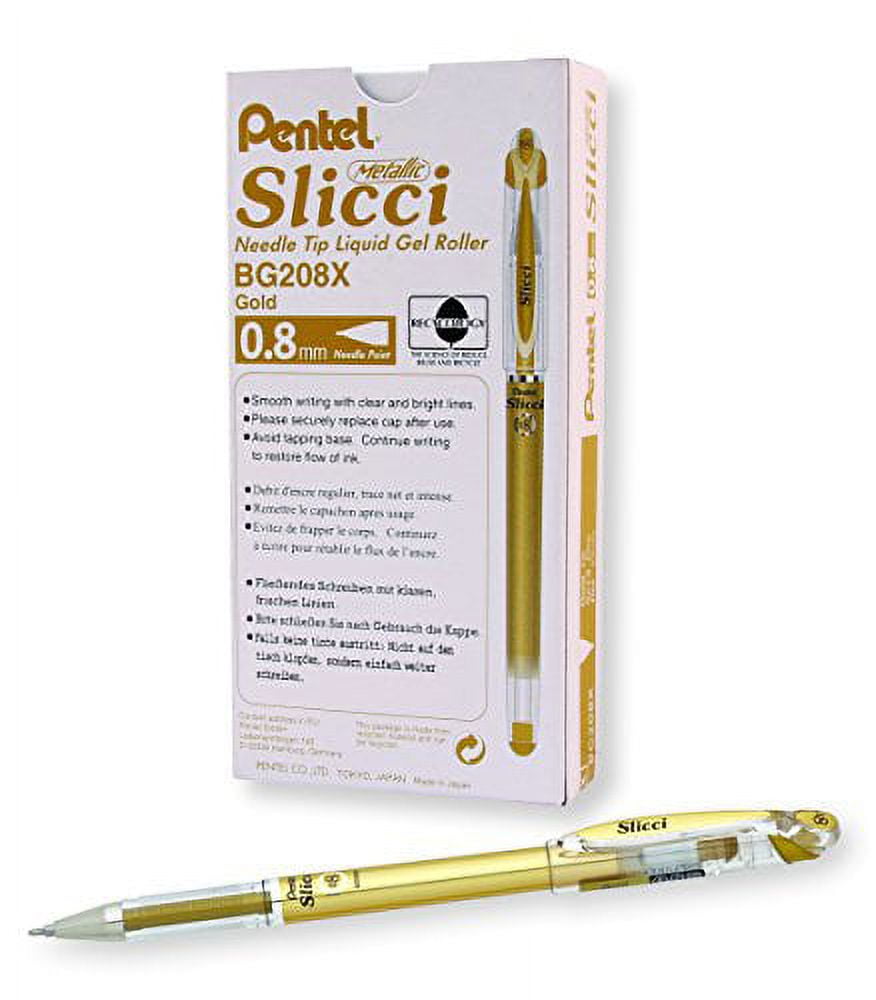 Pentel Slicci Extra Fine Metallic Gel Pens Metallic Gold 6/pack (99027-pk6)  : Target