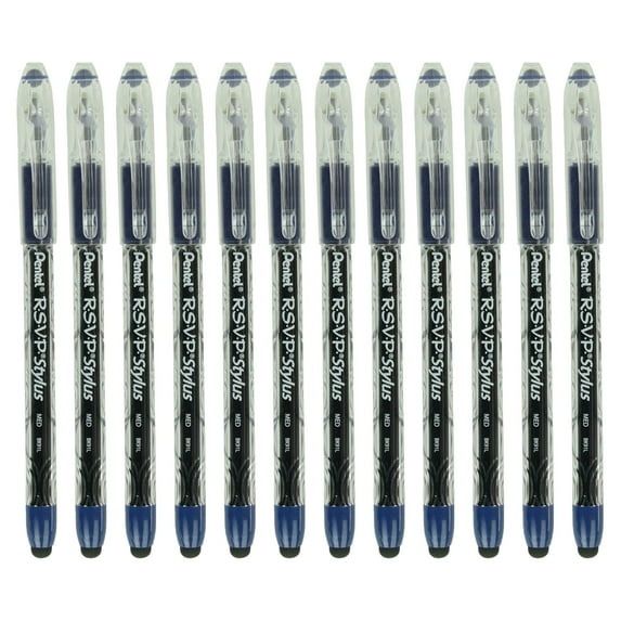 Pentel BK91L-C R.S.V.P. Blue Medium Line Comfort Grip Ballpoint Pen (12-Pack)