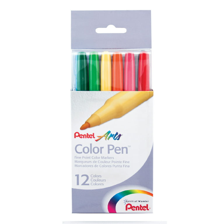 Pentel Color Pen Color Markers, Fine Point - 12 pens