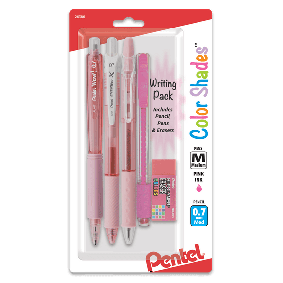 Pentel Color Shades Writing Pack - Pen and Pencil Set - Pastel Pink