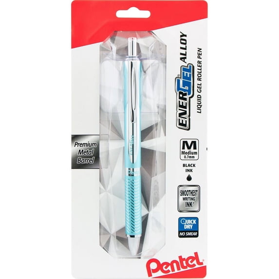Pentel EnerGel Alloy Gel Pen - Medium Pen Point - 0.7 mm Pen Point Size - Refillable - Retractable - Black Gel-based Ink - Aluminum Alloy Barrel - 1 / | Bundle of 2 Packs