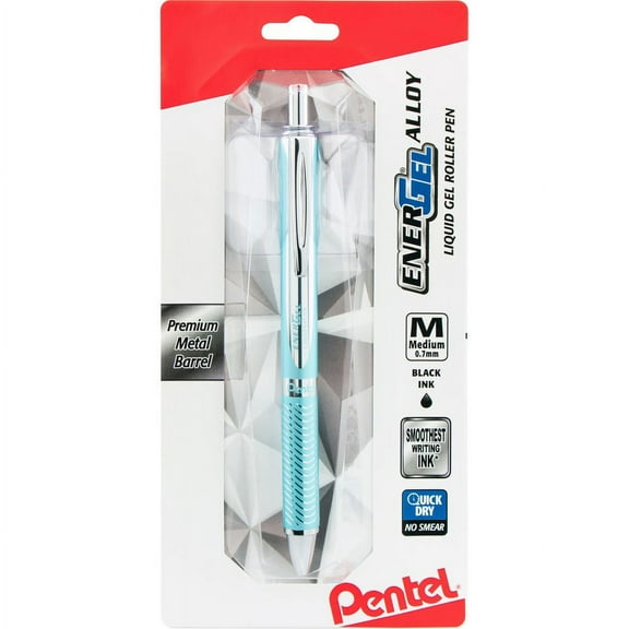 Pentel EnerGel Alloy Gel Pen - Medium Pen Point - 0.7 mm Pen Point Size - Refillable - Retractable - Black Gel-based Ink - Aluminum Alloy Barrel - 1 / | Bundle of 2 Packs