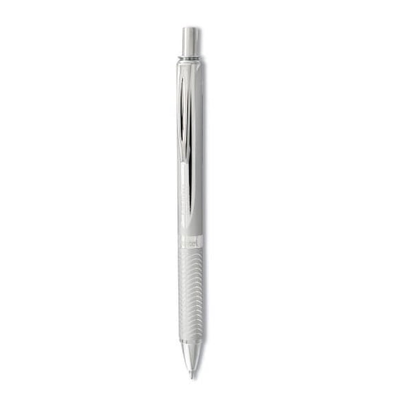 Pentel EnerGel Alloy RT Gel Pen, Retractable, Medium 0.7 mm, Black Ink, Chrome Barrel, Each