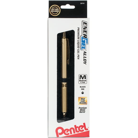 Pentel EnerGel Alloy Retractable Liquid Gel Pen .7mm 1/Pkg-Gold Barrel W/Black Ink