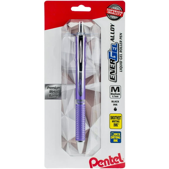 Pentel EnerGel Alloy Retractable Liquid Gel Pen .7mm 1/Pkg-Violet Barrel W/Black Ink