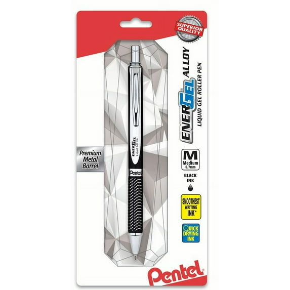 Pentel EnerGel Alloy Retractable PremiumGel Pen, (0.7mm) Black Ink