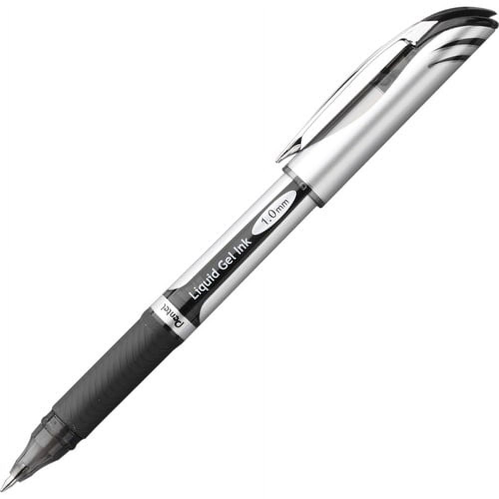 Pentel EnerGel Deluxe Liquid Gel Pen - Bold Pen Point - 1 mm Pen Point Size - Refillable - Black Gel-based Ink - Silver Barrel - 1 Each | Bundle of 10 Each