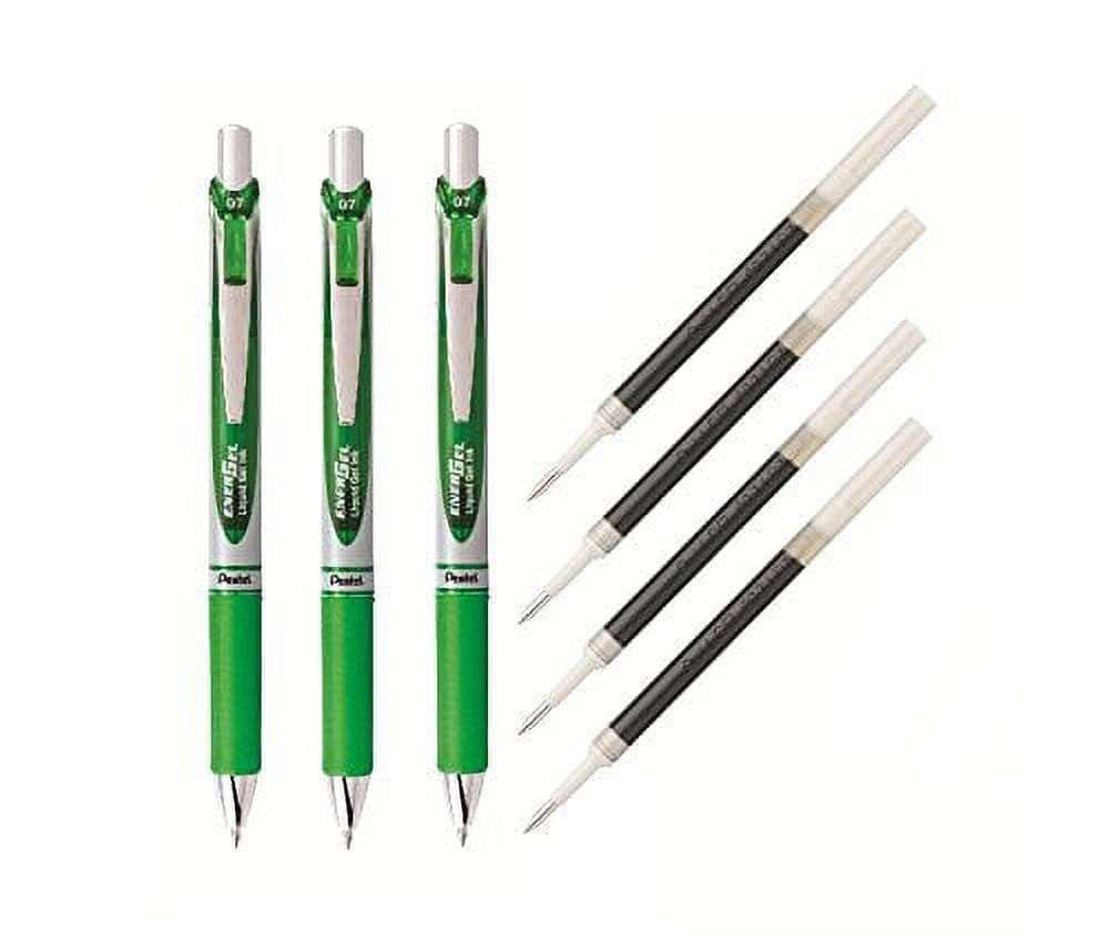 Pentel EnerGel Deluxe RTX Liquid Gel Ink Pen Set Kit, Pack of 3 with 4 Refills (Lime Green - 0.7mm) ?
