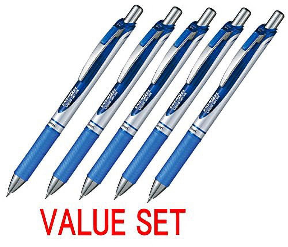 Pentel EnerGel Deluxe RTX Retractable 0.7mm Fine Line Metal Tip Liquid Gel Pen , Blue Ink, Total 15 pens value set.