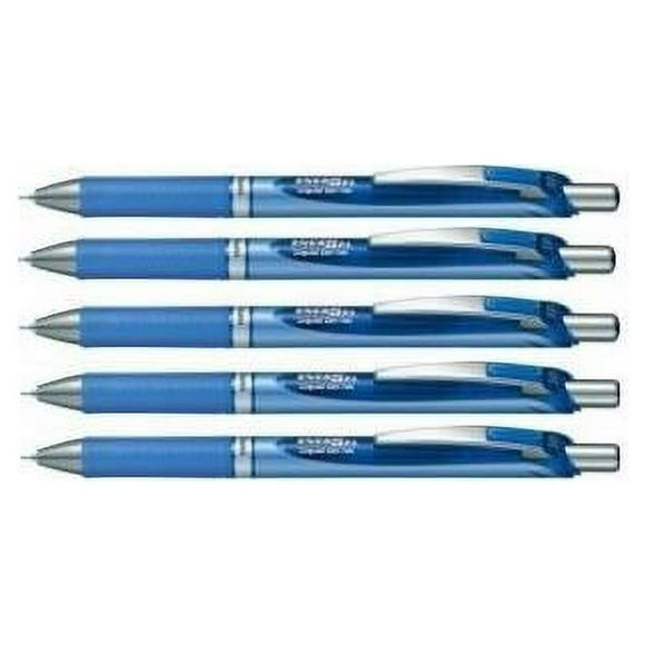 Pentel EnerGel Deluxe RTX Retractable Liquid Gel Pen,0.5mm, Fine Line, Needle Tip, Blue Ink /Blue Body/Value set of 5 (With Our Shop Original Product Description)