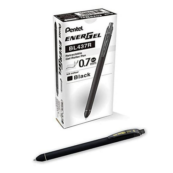 Pentel EnerGel Kuro Liquid Gel Pen, (0.7mm) Medium line, Black Ink, 12 Pack (BL437R1-A)