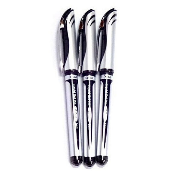 Pentel EnerGel Liquid Gel Ballpoint Pen, 0.7mm Metal Tip, Black Ink (BL57-A) , 3 pens per Pack (Japan Import) [Komainu-Dou Original Package]