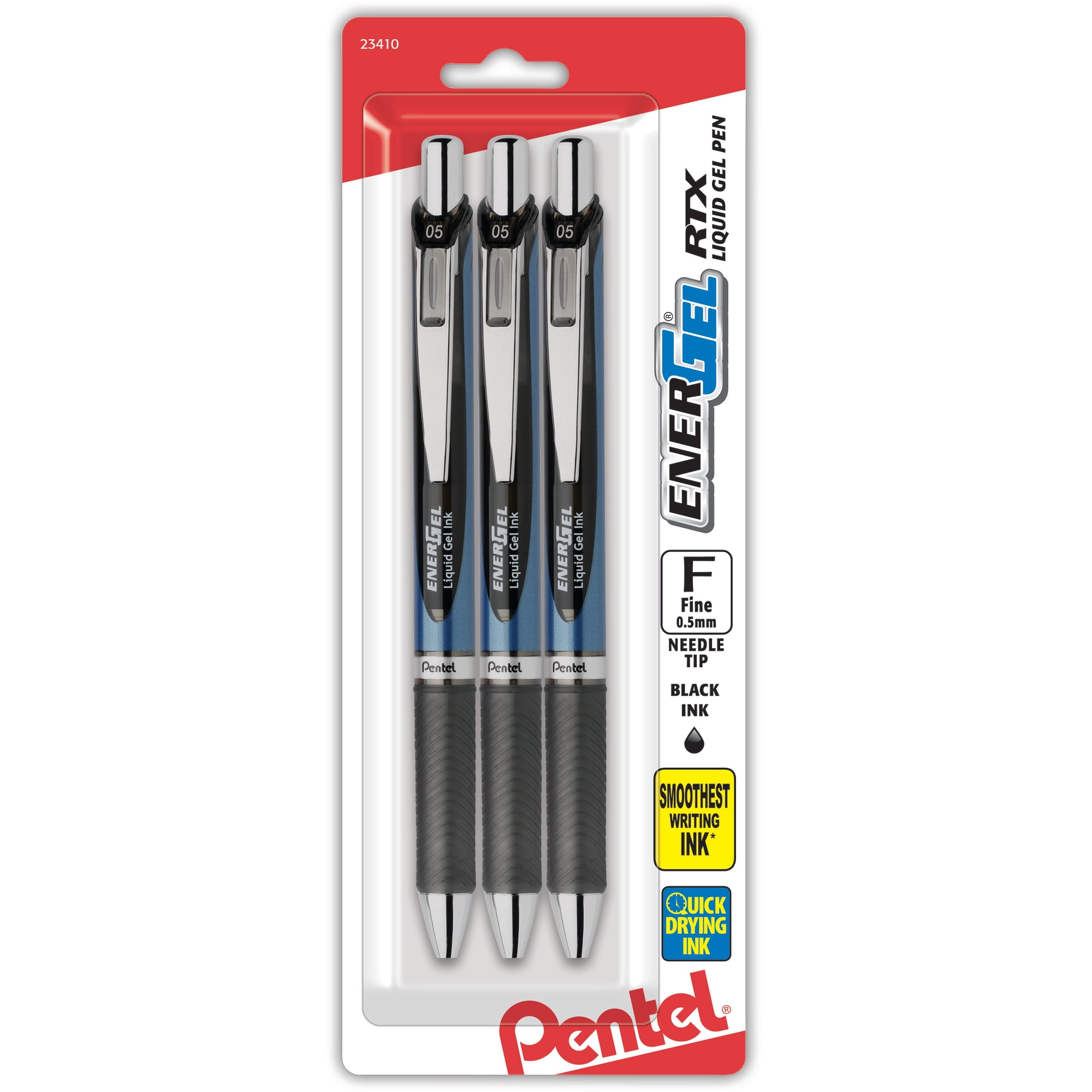 Pentel EnerGel Liquid Gel Ink RTX 0.5 mm NeedlePoint 3pk - Walmart.com