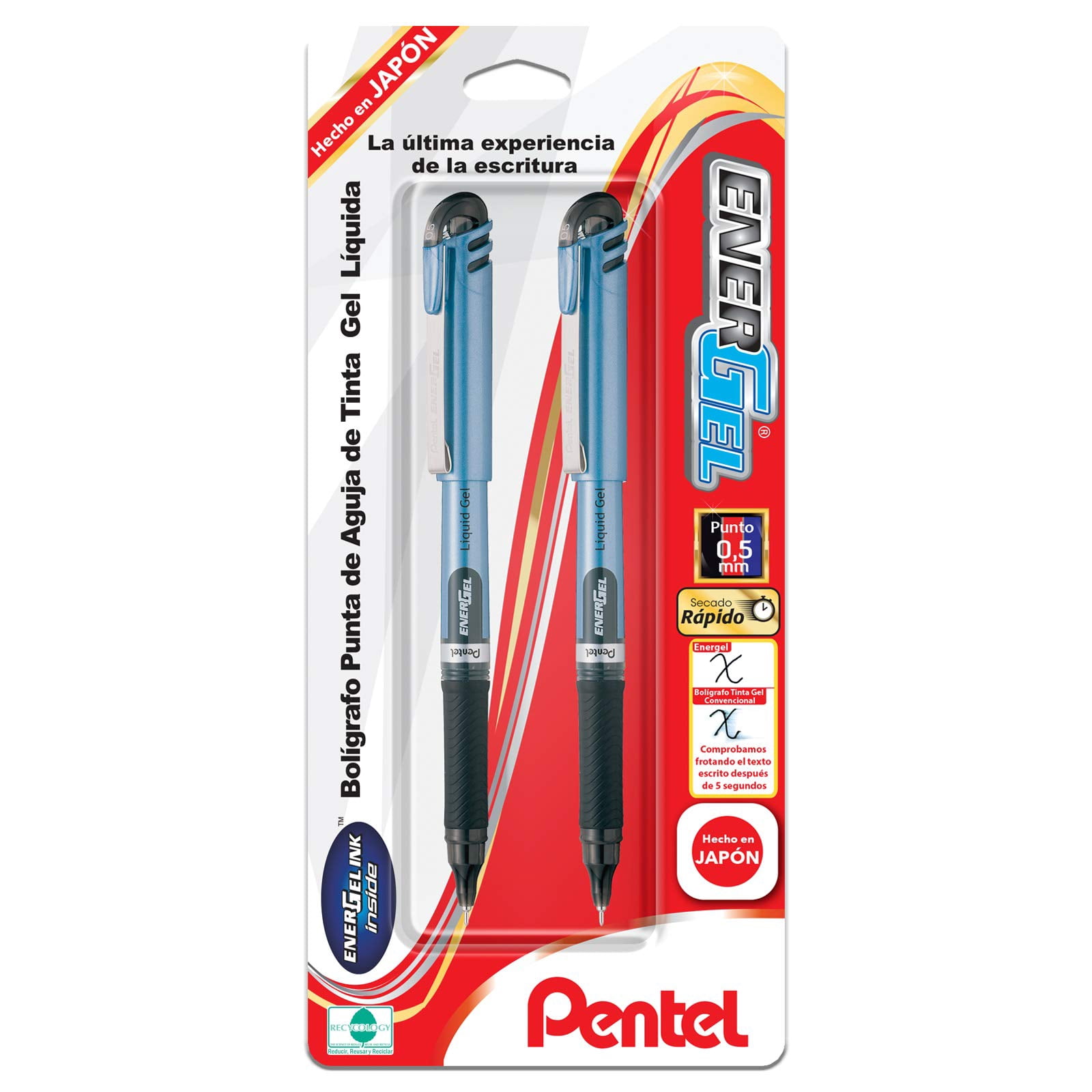 Pentel EnerGel NV Liquid Gel Pen 0.5 mm Tip Black Ink (Pack of 2 ...