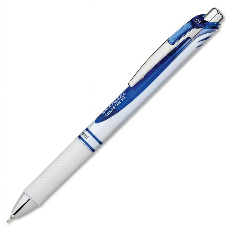 Pentel EnerGel Needle Tip Liquid Gel Ink Pens - Fine Point Type - 0.5 mm  Point Size - Needle Point Style - Refillable - Blue Gel-based Ink - Pearl  White Stainless Steel Barrel - 1 Each 